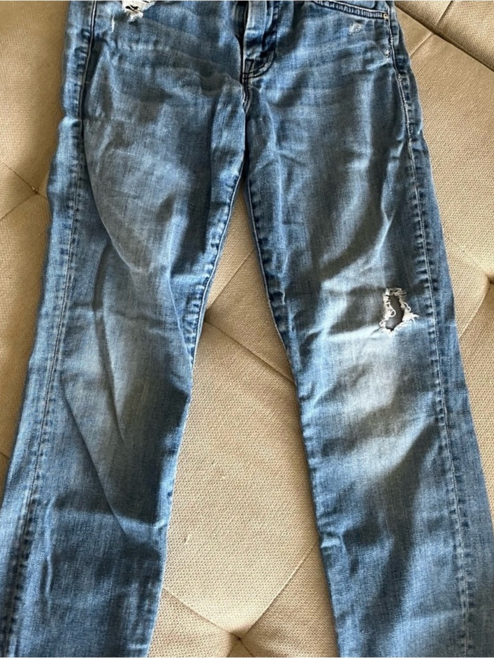 Mother The Looker Ankle Zip Jeans Size 28 Graffiti Girl Distressed Stretch Denim